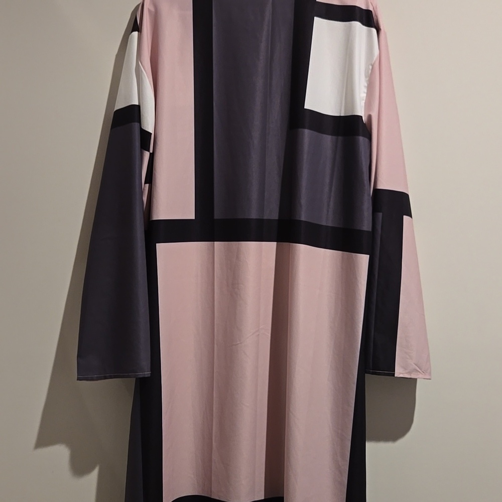 Shein pink gray black button down dress. Size 3X. - Picture 5 of 7